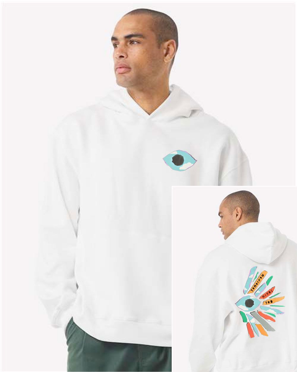 Tomorrow Needs You Eye White Heavyweight Hoodie