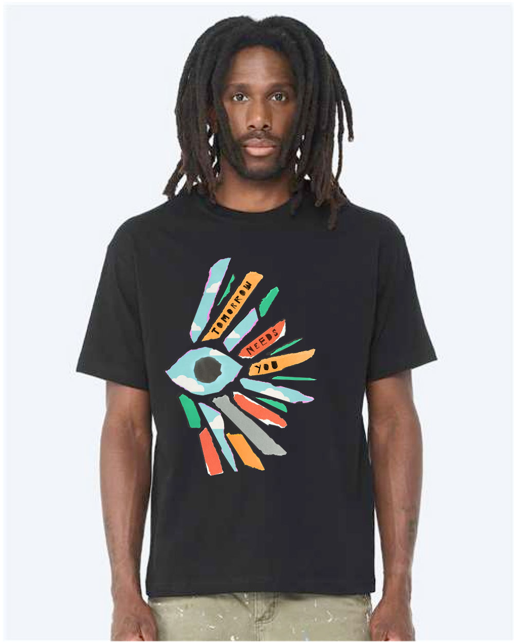 Tomorrow Needs You Sunburst Black Tees