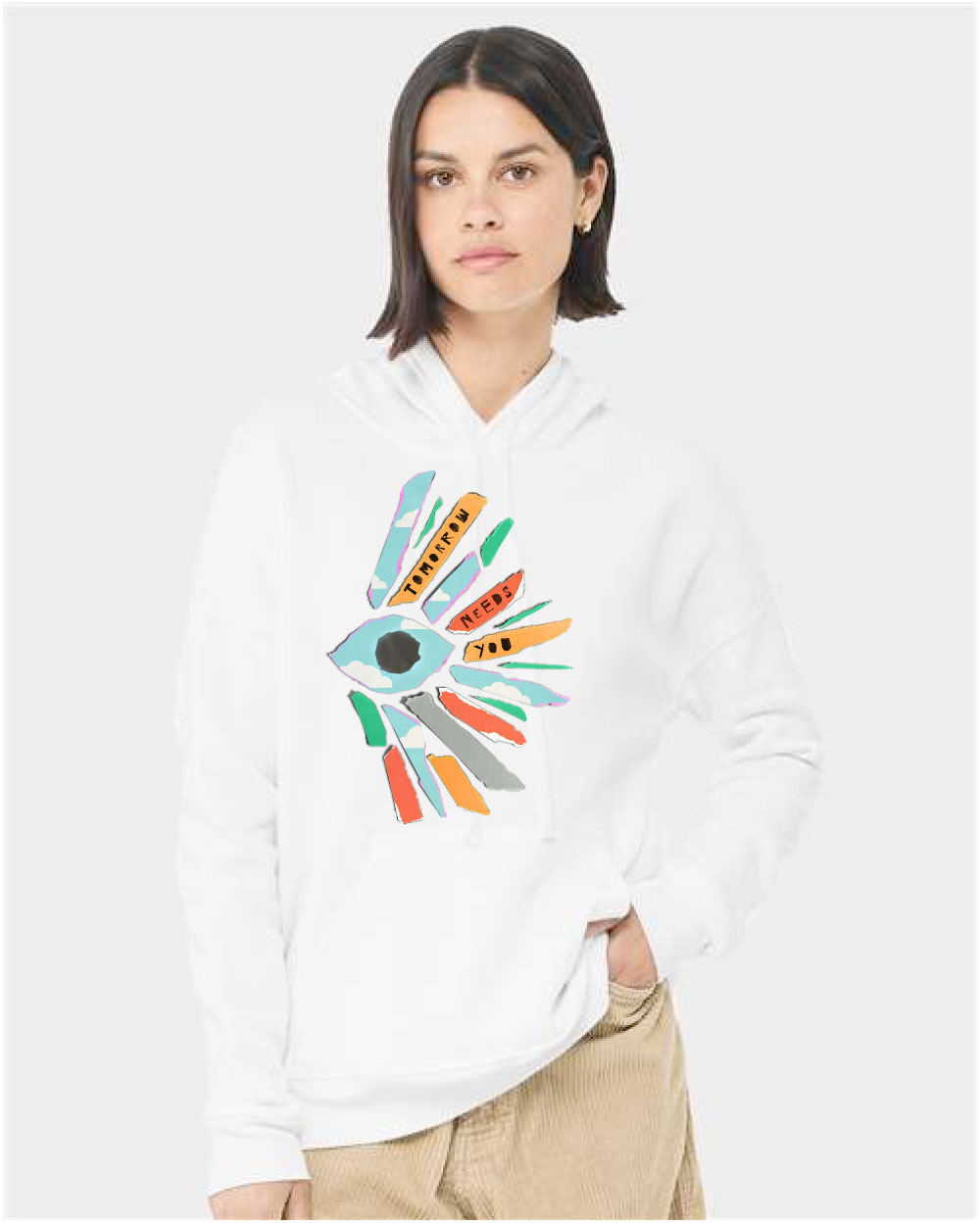 Tomorrow Needs You Sunburst White Hoodies